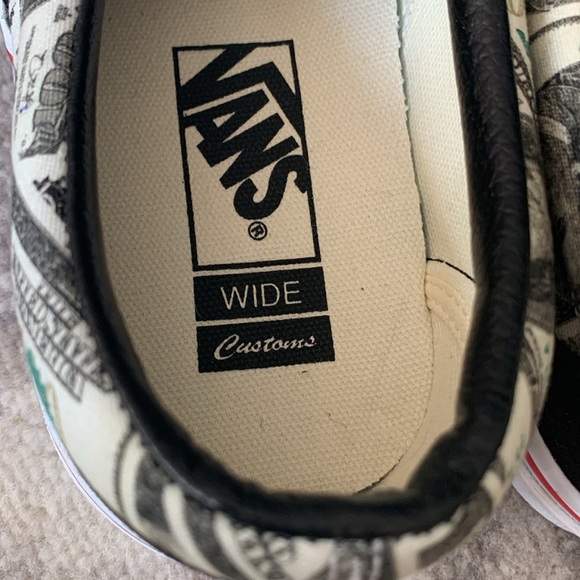 NEW Vans Mens 9.5 wide OTW Hundred Dollar Bills Customs Slip on Shoes sneakers - Picture 3 of 9